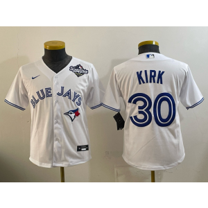 MLB Blue Jays 30 kirk White 2025 World Series Nike Cool Base Youth Jersey