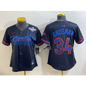 MLB Blue Jays 34 Gausman Black City 2025 World Series Nike Cool Base Women Jersey