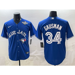 MLB Blue Jays 34 Gausman Blue 2025 World Series Nike Cool Base Men Jersey