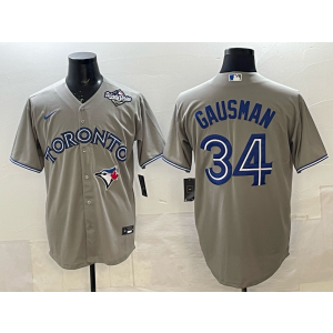 MLB Blue Jays 34 Gausman Grey 2025 World Series Nike Cool Base Men Jersey