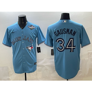 MLB Blue Jays 34 Gausman Light Blue 2025 World Series Nike Cool Base Men Jersey