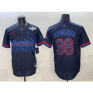 MLB Blue Jays 36 Schneider Black 2025 World Series Nike Cool Base Men Jersey