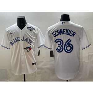 MLB Blue Jays 36 Schneider White 2025 World Series Nike Cool Base Men Jersey