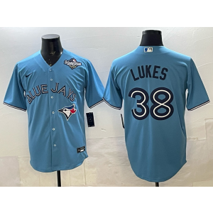 MLB Blue Jays 38 Lukes Light Blue 2025 World Series Nike Cool Base Men Jersey