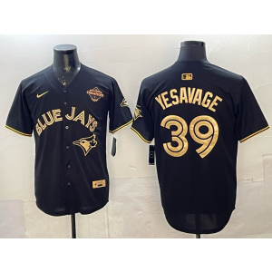 MLB Blue Jays 39 Yesavage Black Gold 2025 World Series Champion Nike Cool Base Men Jersey