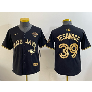 MLB Blue Jays 39 Yesavage Black Gold 2025 World Series Champion Nike Cool Base Youth Jersey
