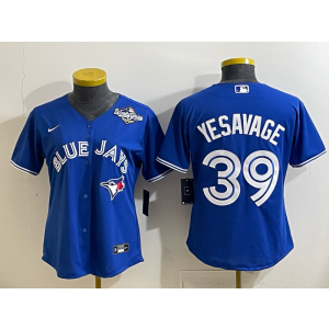 MLB Blue Jays 39 Yesavage Blue 2025 World Series Nike Cool Base Women Jersey