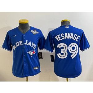 MLB Blue Jays 39 Yesavage Blue 2025 World Series Nike Cool Base Youth Jersey