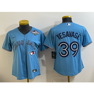 MLB Blue Jays 39 Yesavage Light Blue 2025 World Series Nike Cool Base Women Jersey