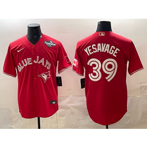 MLB Blue Jays 39 Yesavage Red 2025 World Series Nike Cool Base Men Jersey