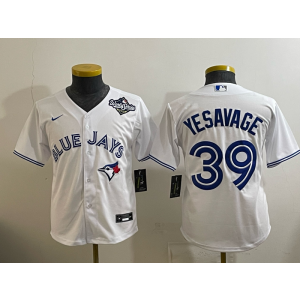 MLB Blue Jays 39 Yesavage White 2025 World Series Nike Cool Base Youth Jersey