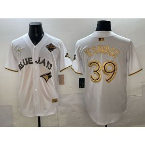 MLB Blue Jays 39 Yesavage White Gold 2025 World Series Champion Nike Cool Base Men Jersey