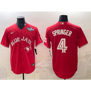 MLB Blue Jays 4 Springer Red 2025 World Series Nike Cool Base Men Jersey
