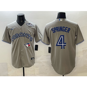 MLB Blue Jays 4 Srpinger Grey 2025 World Series Nike Cool Base Men Jersey