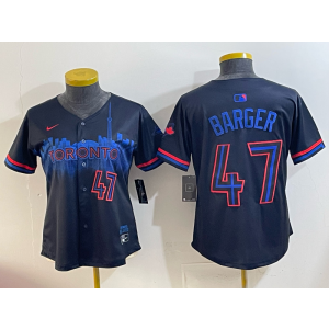 MLB Blue Jays 47 Barger Black City Nike Cool Base Women Jersey