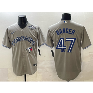 MLB Blue Jays 47 Barger Grey 2025 World Series Nike Cool Base Men Jersey