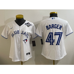MLB Blue Jays 47 Barger White 2025 World Series Nike Cool Base Women Jersey