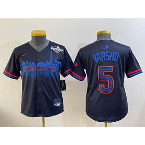 MLB Blue Jays 5 Varsho Black City 2025 World Series Nike Cool Base Youth Jersey