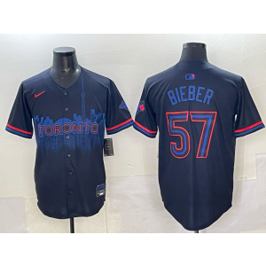 MLB Blue Jays 57 Bieber Black City Nike Cool Base Men Jersey