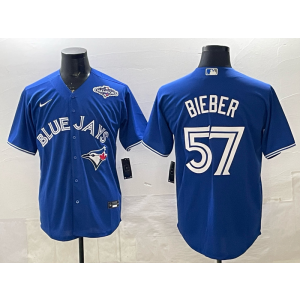MLB Blue Jays 57 Bieber Blue 2025 World Series Champion Nike Cool Base Men Jersey