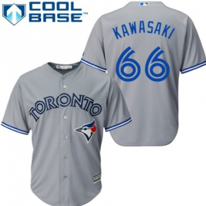 MLB Blue Jays 66 Munenori Kawasaki Cool Base Grey Men Jersey