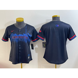 MLB Blue Jays Blank Black City Nike Cool Base Women Jersey