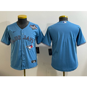 MLB Blue Jays Blank Light Blue 2025 World Series Nike Cool Base Youth Jersey