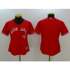 MLB Blue Jays Blank Red Fashion Women Jersey