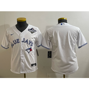 MLB Blue Jays Blank White 2025 World Series Nike Cool Base Youth Jersey 1