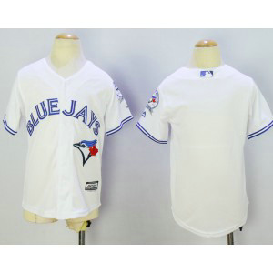 MLB Blue Jays Blank White With 40th Anniversary Patch New Cool Base Youth Jersey