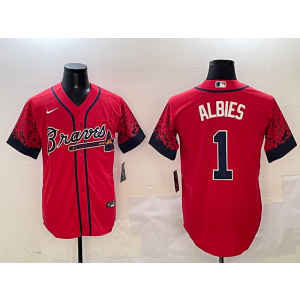 MLB Braves 1 Ozzie Albies Red Drift Nike Cool Base Men Jersey