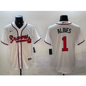 MLB Braves 1 Ozzie Albies White Nike Cool Base Men Jersey