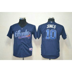 MLB Braves 10 Chipper Jones Blue Cool Base Youth Jersey