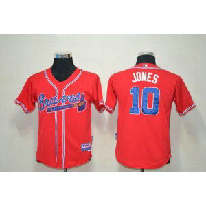 MLB Braves 10 Chipper Jones Red Cool Base Youth Jersey
