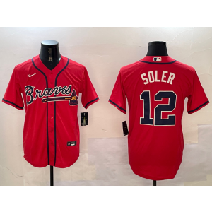 MLB Braves 12 Soler Red Nike Cool Base Men Jersey