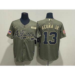 MLB Braves 13 Ronald Acuna Jr. 2021 Salute To Service Cool Base Men Jersey