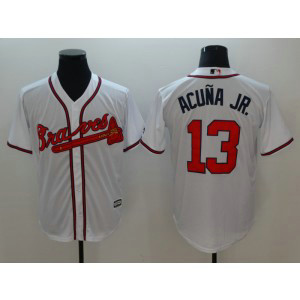 MLB Braves 13 Ronald Acuna Jr. White Cool Base Men Jersey