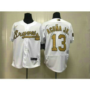 MLB Braves 13 Ronald Acuna jr. White 2022 All-Star Flexbase Men Jersey