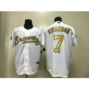 MLB Braves 17 Dansby Swanson White 2022 All-Star Cool Base Men Jersey