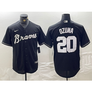 MLB Braves 20 Ozuna Black Nike Cool Base Men Jersey