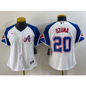 MLB Braves 20 Ozuna White City Connect Nike Cool Base Women Jersey