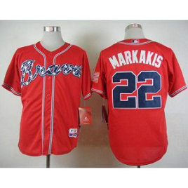 MLB Braves 22 Nick Markakis Red Cool Base Men Jersey