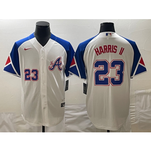 MLB Braves 23 Harris II White 2023 City Connect Nike Cool Base Men Jersey