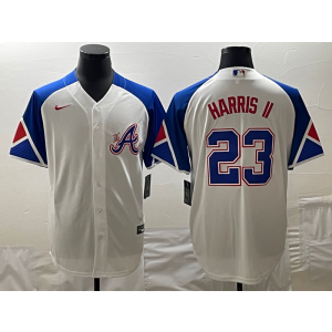 MLB Braves 23 Harris II White 2023 City Connect Nike Cool Base Men Jerseys