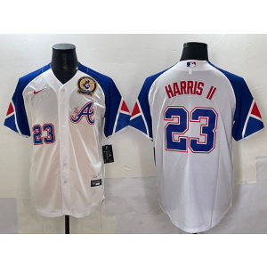 MLB Braves 23 Harris II White City Nike Cool Base Men Jersey
