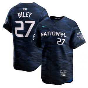 MLB Braves 27 Austin Riley Royal 2023 All-Star Nike Cool Base Men Jersey