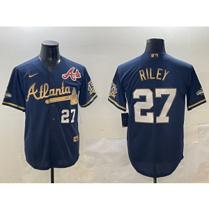 MLB Braves 27 Riley Black Baseball Nike Cool Base Men Jersey