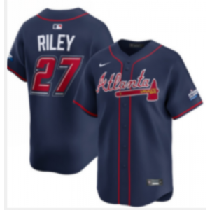 MLB Braves 27 Riley Blue Nike Cool Base Men Jersey
