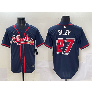 MLB Braves 27 Riley Navy Nike Cool Base Men Jersey