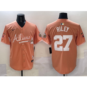MLB Braves 27 Riley Orange New Nike Cool Base Men Jersey